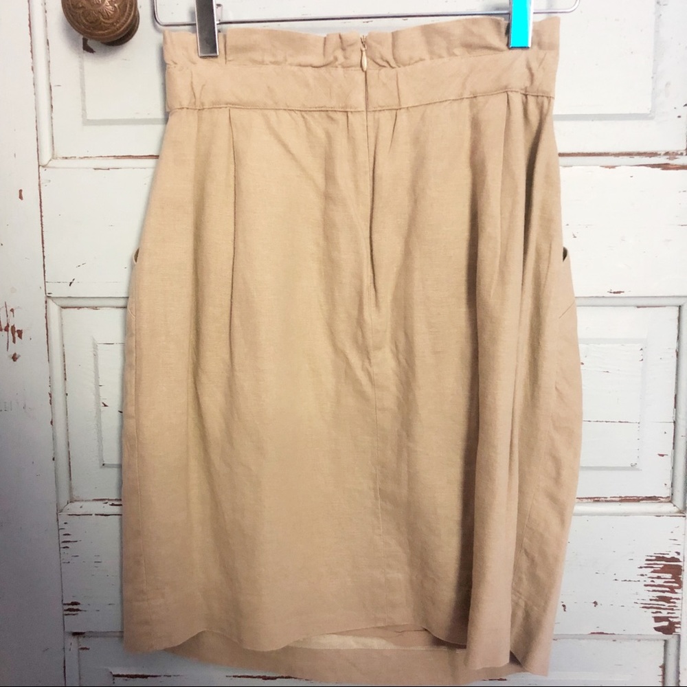 BCBG MaxAzria Paper Bag Waist Linen Blend Skirt - Picture 4 of 5